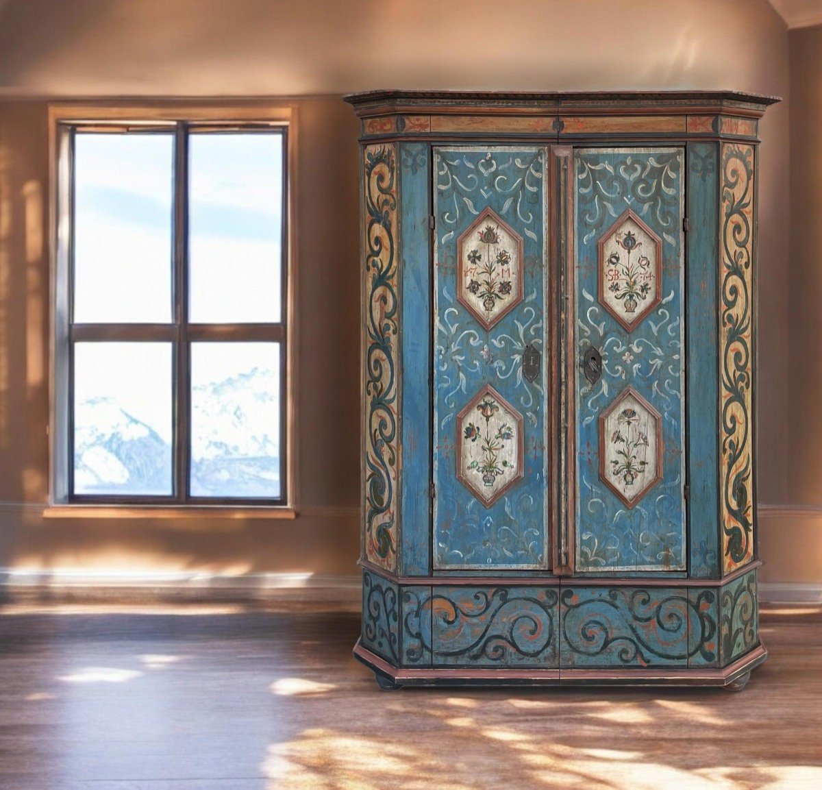 Alpine Blue Painted Wardrobe 1774  -photo-1