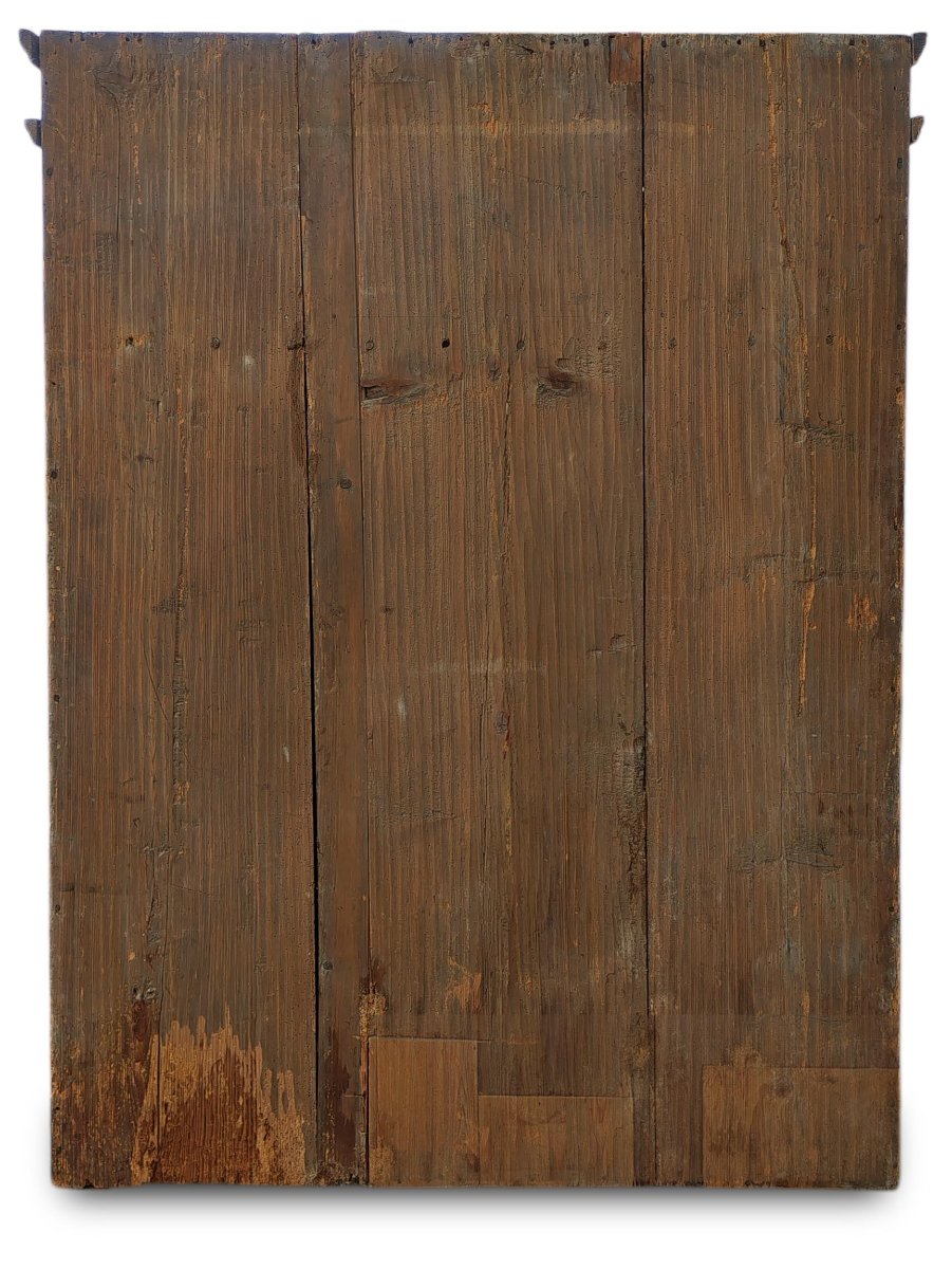 Antique Painted Wardrobe With Flowers Dated 1766-photo-8