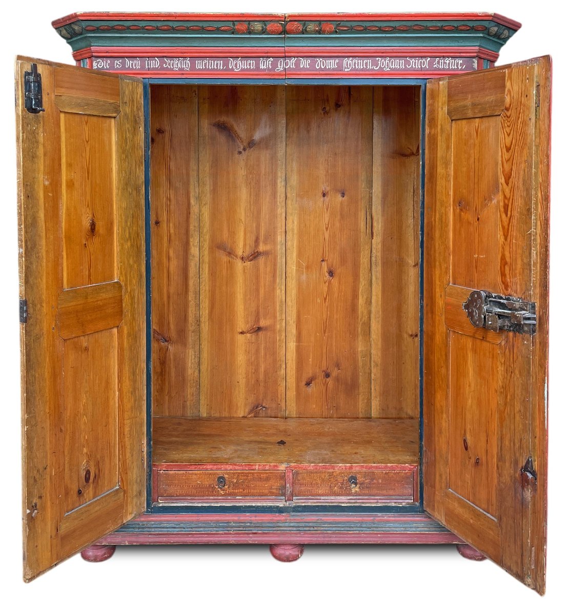 Armoire ancienne peinte avec fleurs-photo-2