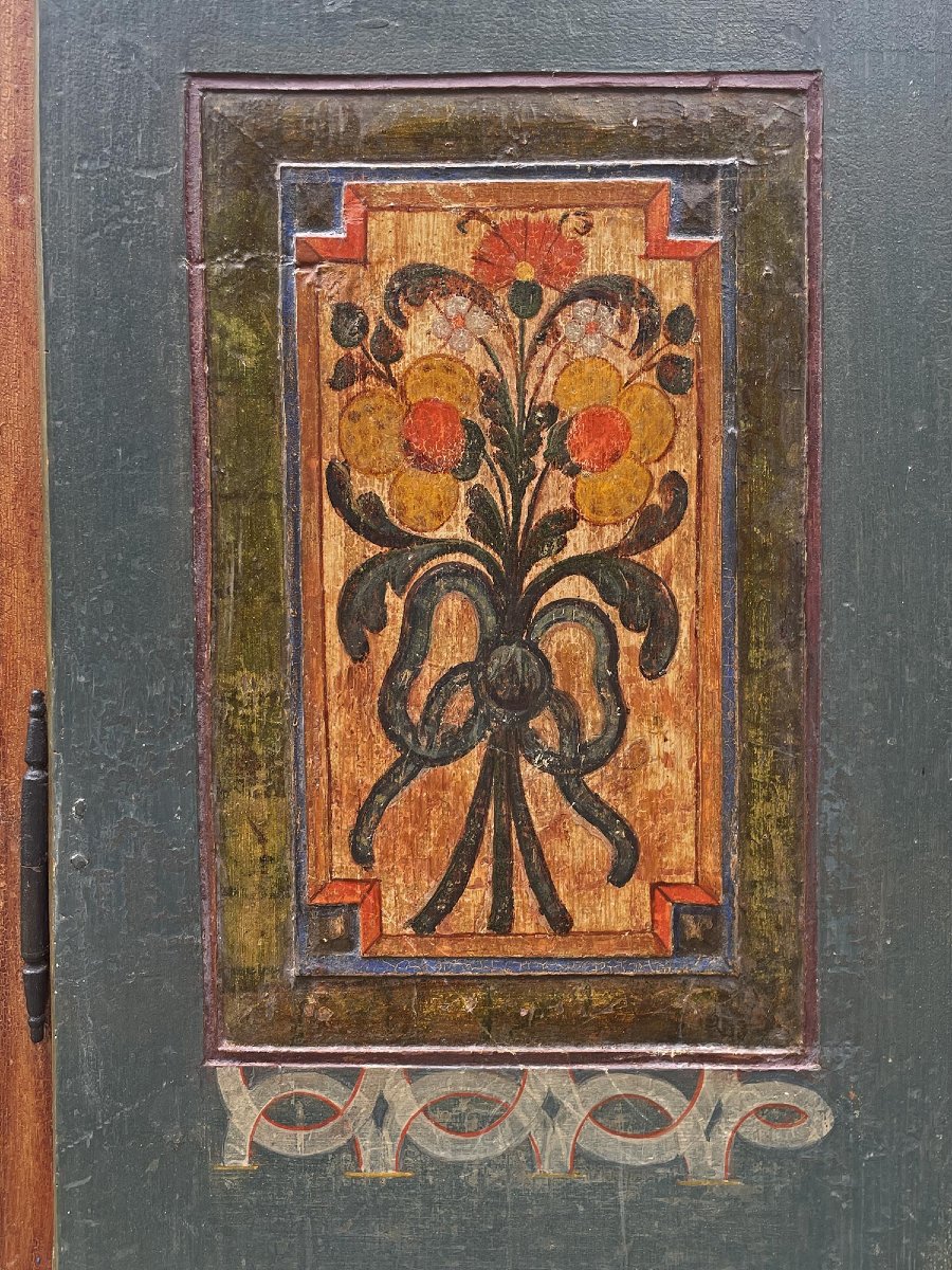 Tyrolean Painted Wardrobe With Floral Motifs – 1829-photo-3