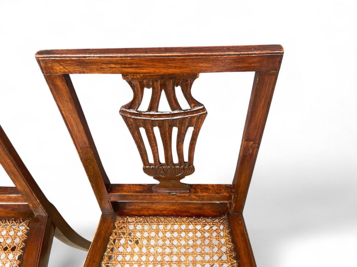 Set de six chaises en noyer, époque Louis XVI-photo-4
