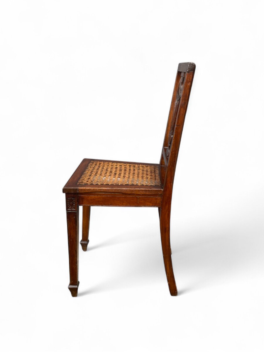 Set de six chaises en noyer, époque Louis XVI-photo-5