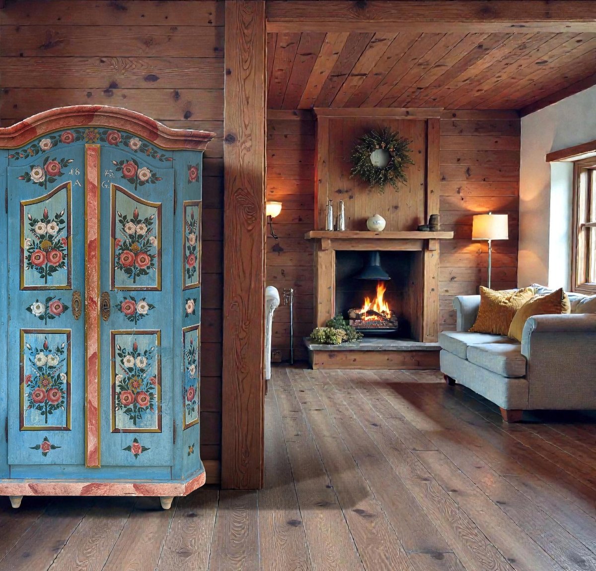 Armoire peinte datée de 1843-photo-3