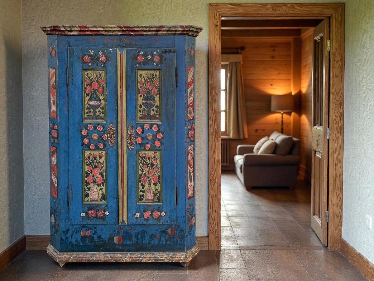 Painted Cupboard Dated 1850-photo-4