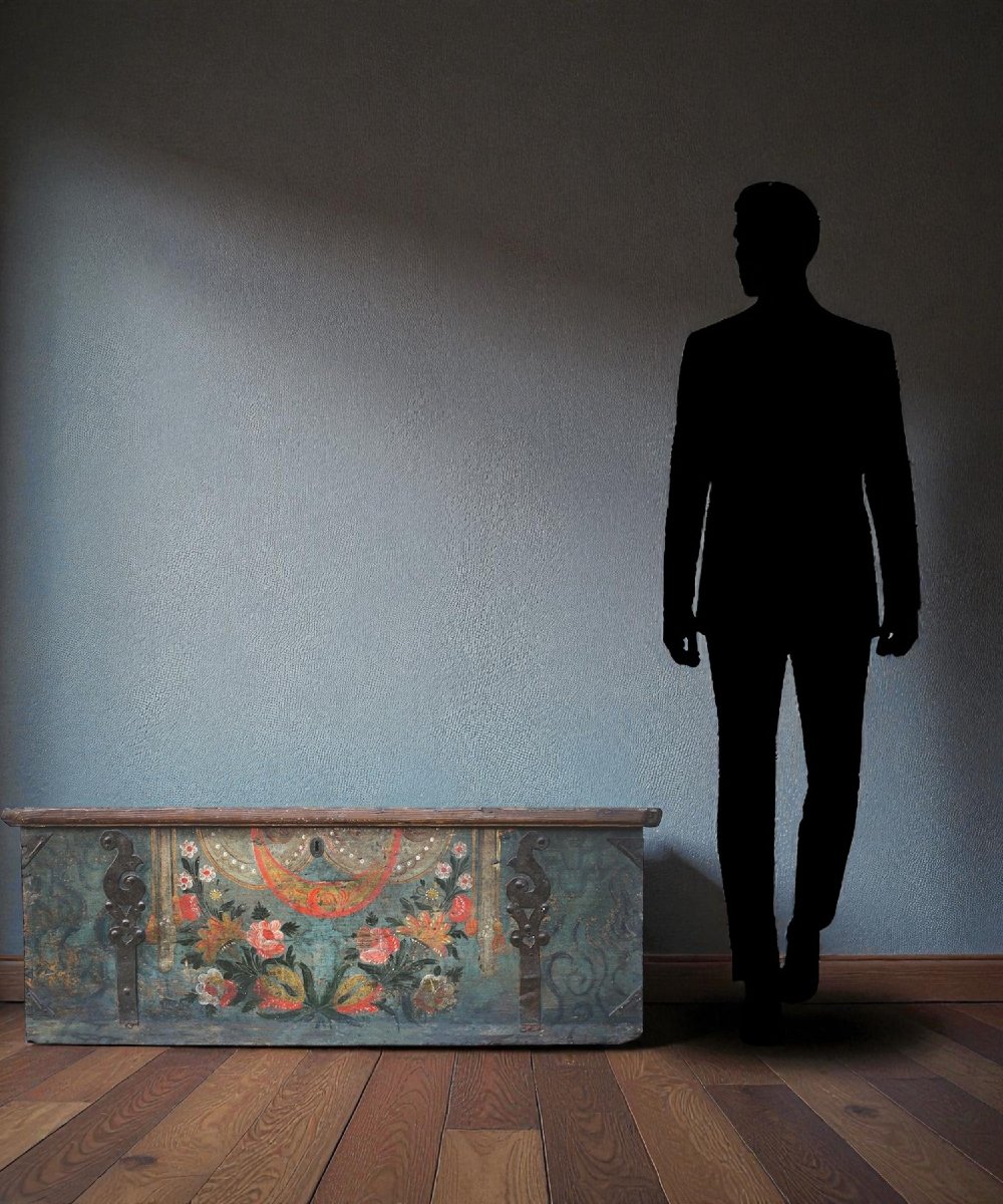 Coffre Alpin peint avec fleurs-photo-4