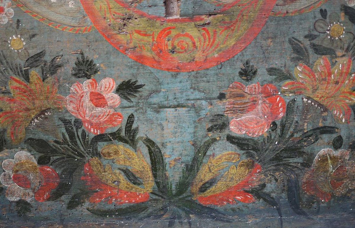 Coffre Alpin peint avec fleurs-photo-3