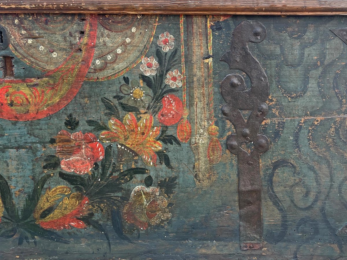 Coffre Alpin peint avec fleurs-photo-6