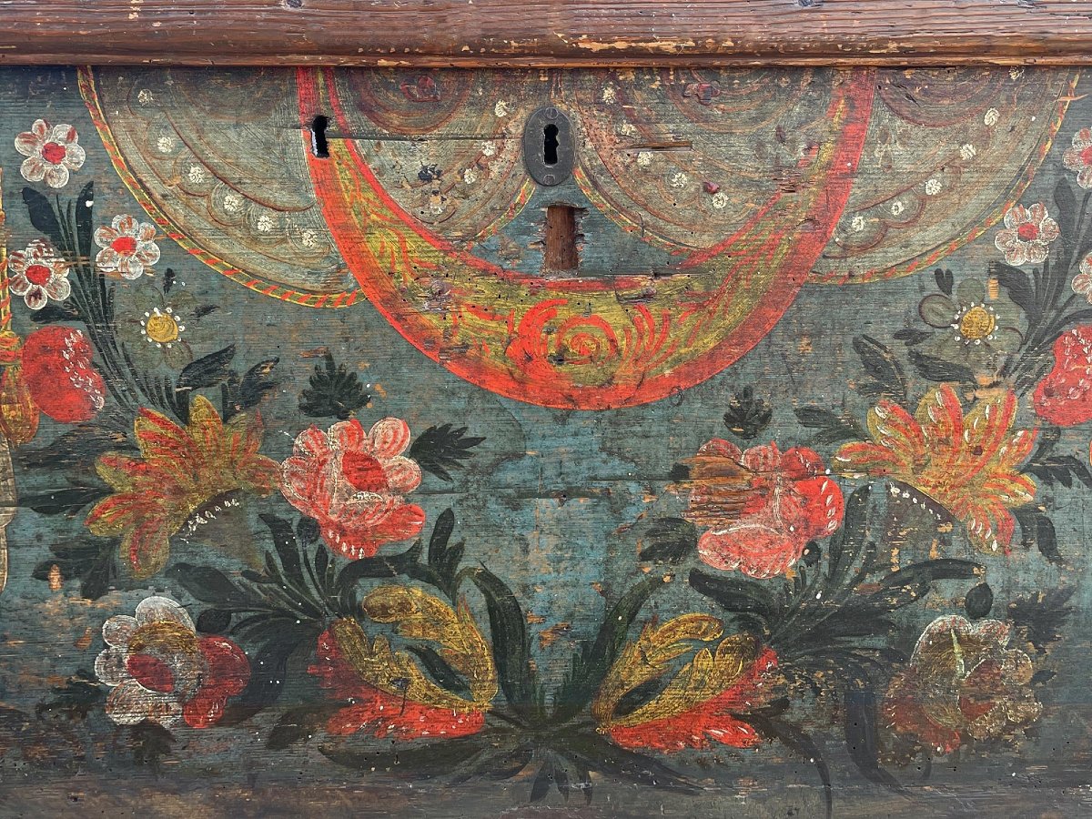 Coffre Alpin peint avec fleurs-photo-7
