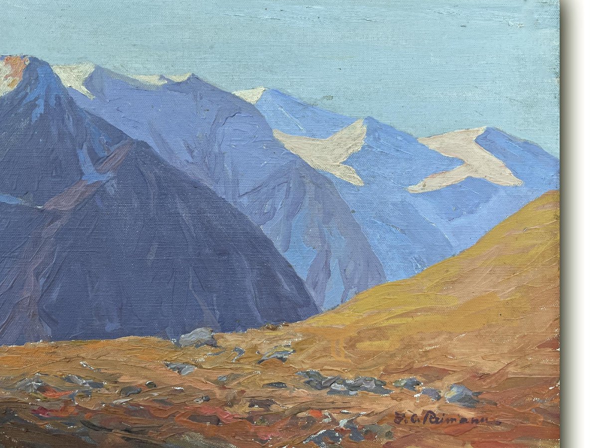 Peinture ancienne « Großglockner », F. Reimann-photo-1