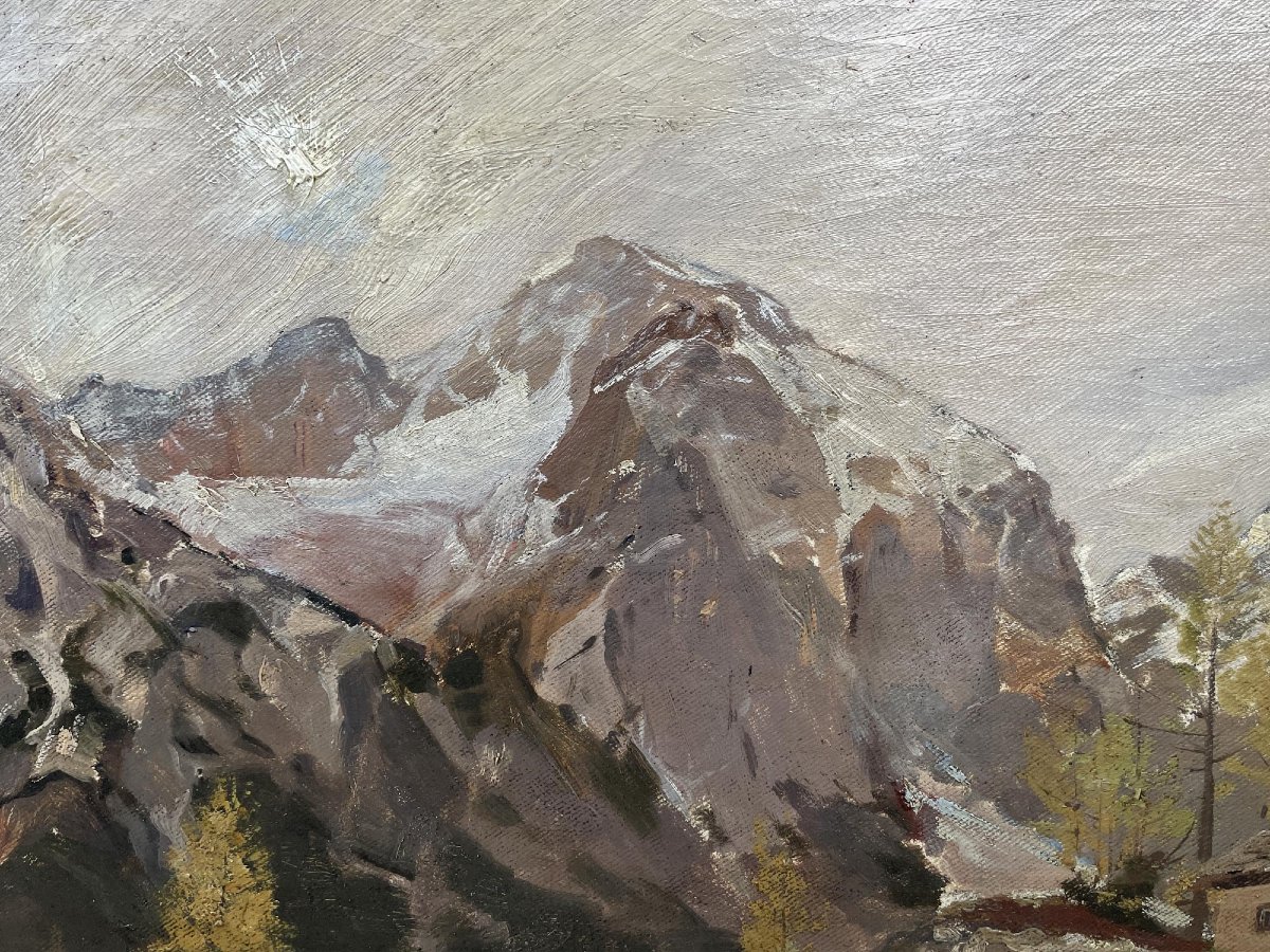 "Tirecorne, Courmayeur", Huile sur Toile-photo-2