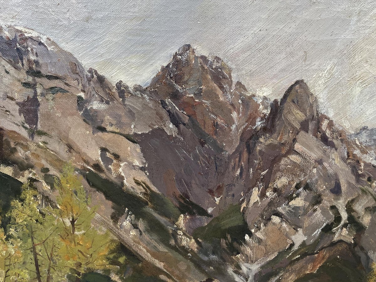 "Tirecorne, Courmayeur", Huile sur Toile-photo-3