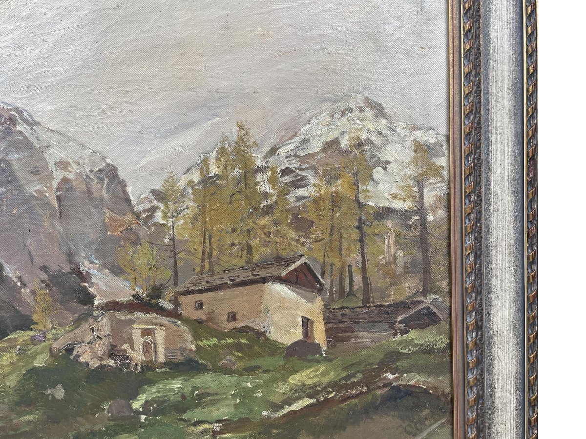"Tirecorne, Courmayeur", Huile sur Toile-photo-3