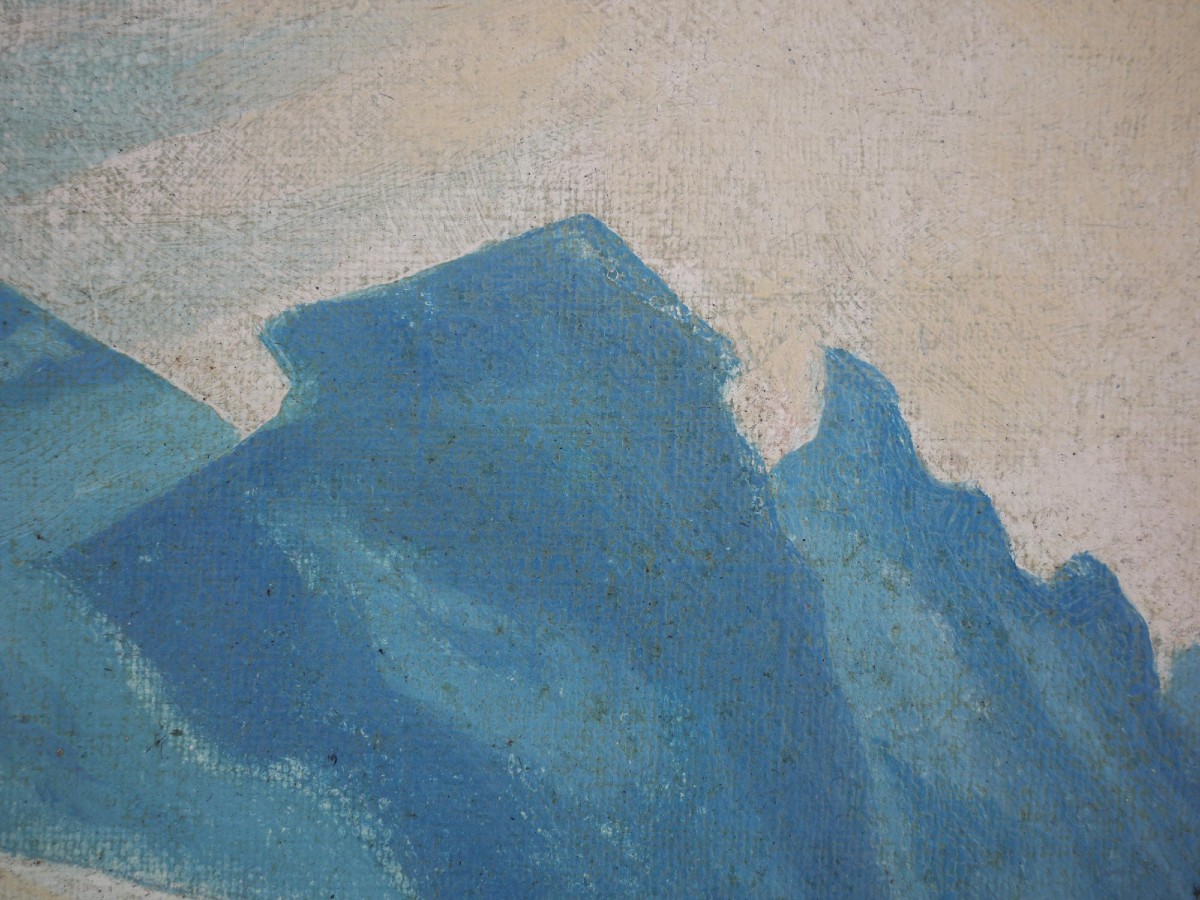 Antique Painting "skiers In Garmisch, Alpspitze – Adalbert Von Wex" - Early '900-photo-7