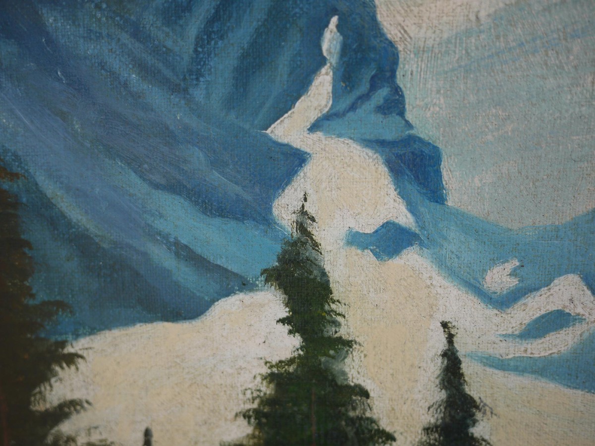 Antique Painting "skiers In Garmisch, Alpspitze – Adalbert Von Wex" - Early '900-photo-8
