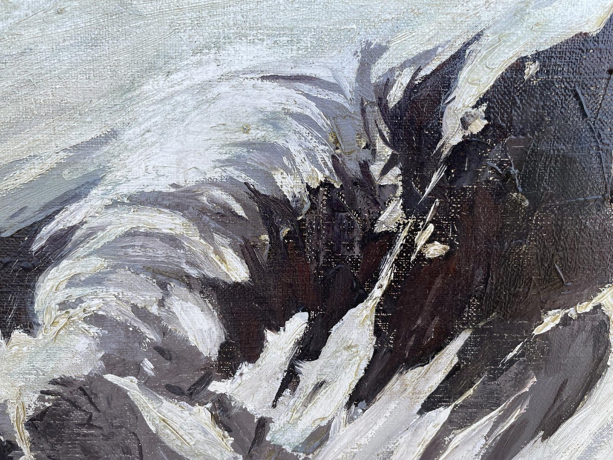 Bernina Massif, Swiss Alps – Oil On Canvas, 1940 By H. Horn -photo-1