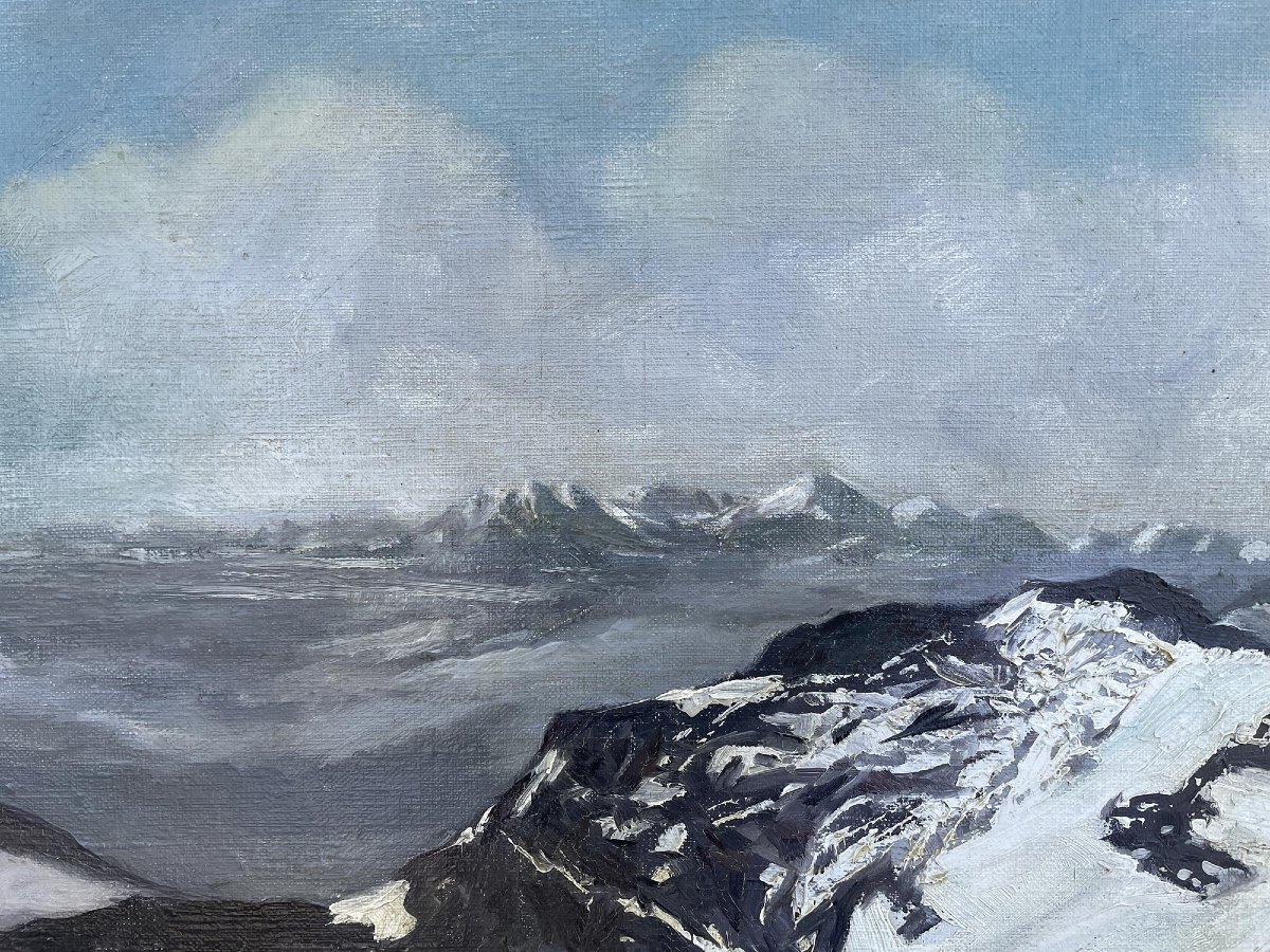 Bernina Massif, Swiss Alps – Oil On Canvas, 1940 By H. Horn -photo-4