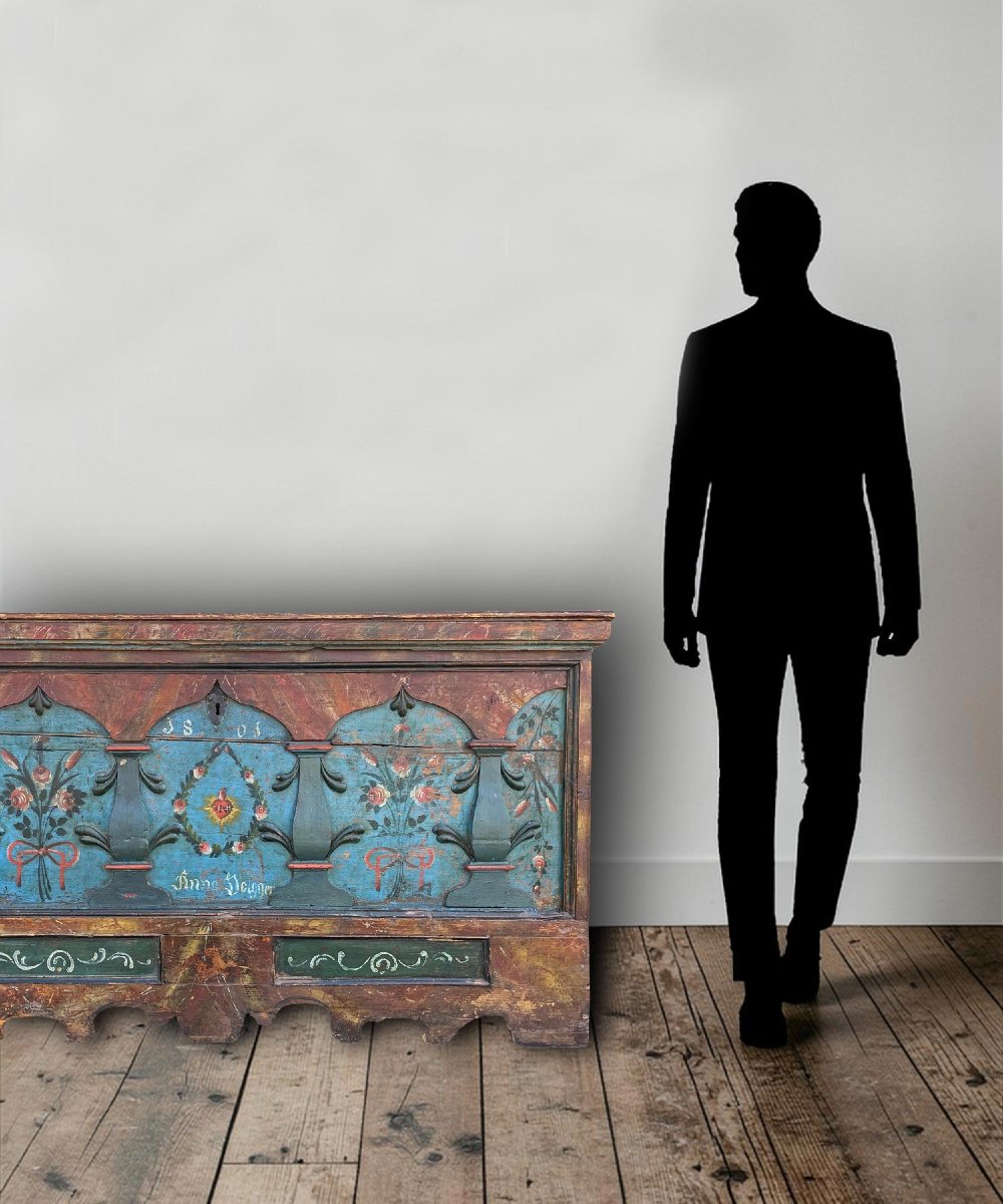 Painted Alpine Chest Dated 1801-photo-4