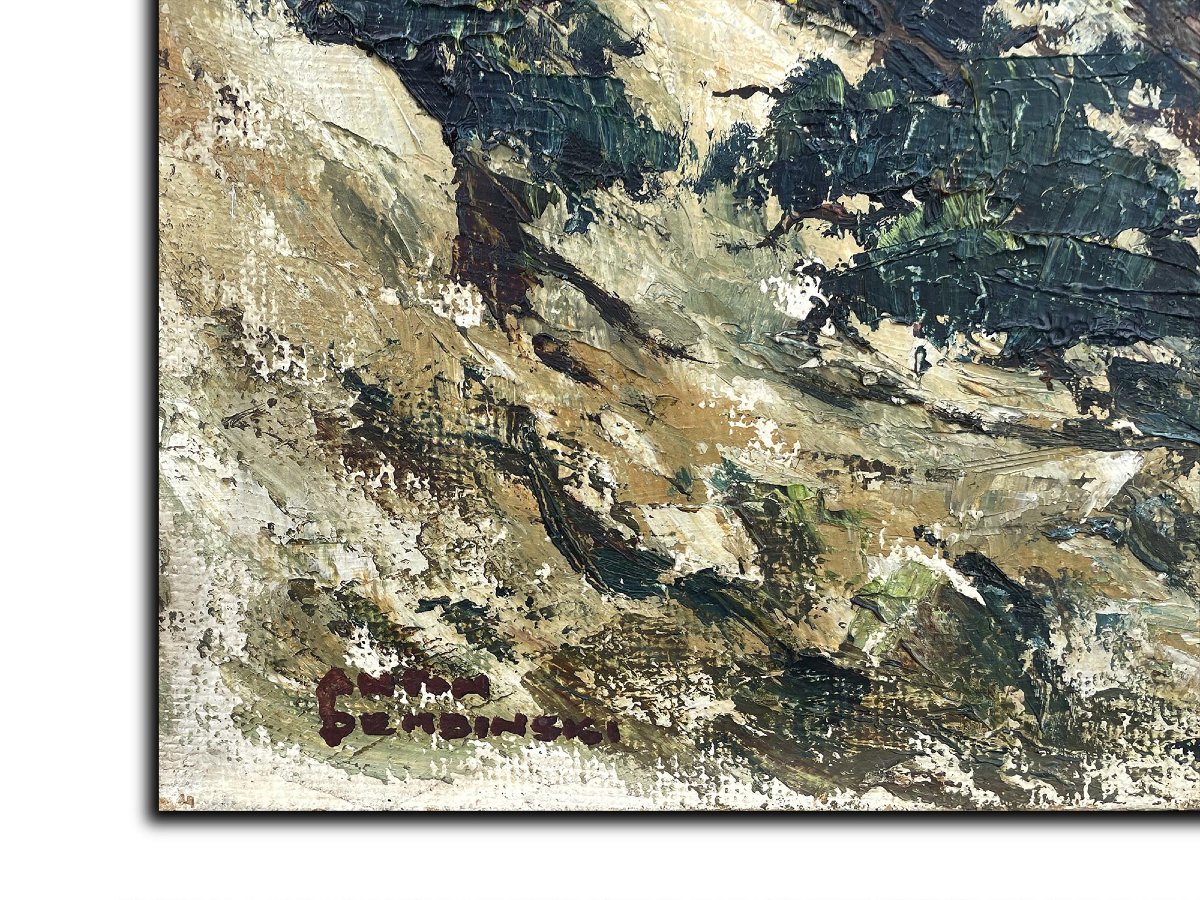 Austrian Alpine Landscape – Oil On Panel, Mid-20th Century -photo-1