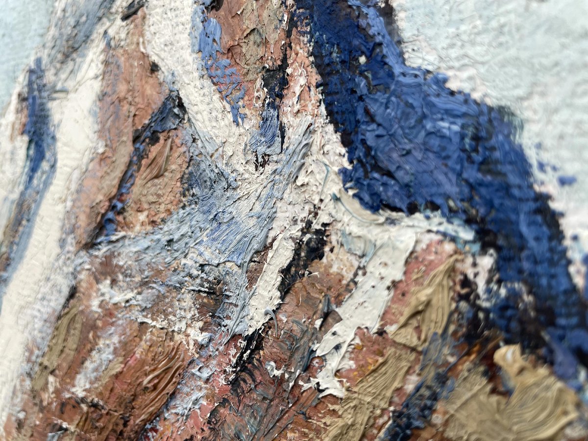 Austrian Alpine Landscape – Oil On Panel, Mid-20th Century -photo-8