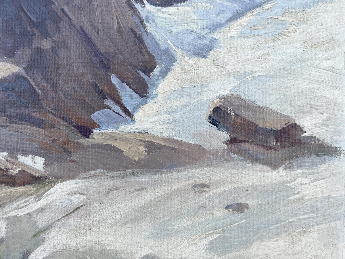 Mont Blanc – Tableau à l’huile sur panneau – Karl Böttner, 1939-photo-3