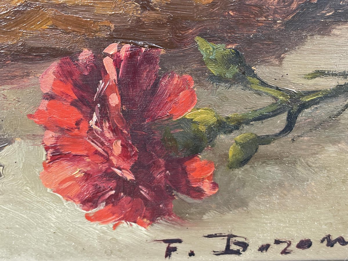 Œillets – Huile sur panneau – F. Baroni -photo-2