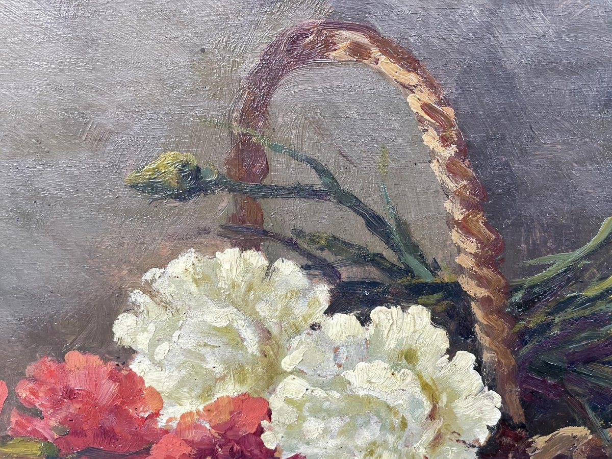 Œillets – Huile sur panneau – F. Baroni -photo-4