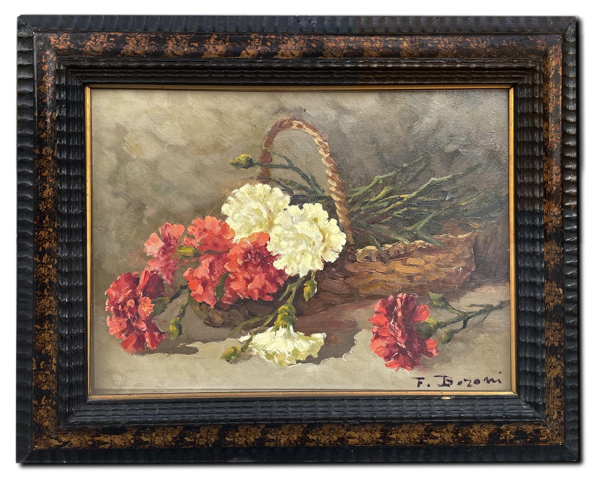 Œillets – Huile sur panneau – F. Baroni -photo-6