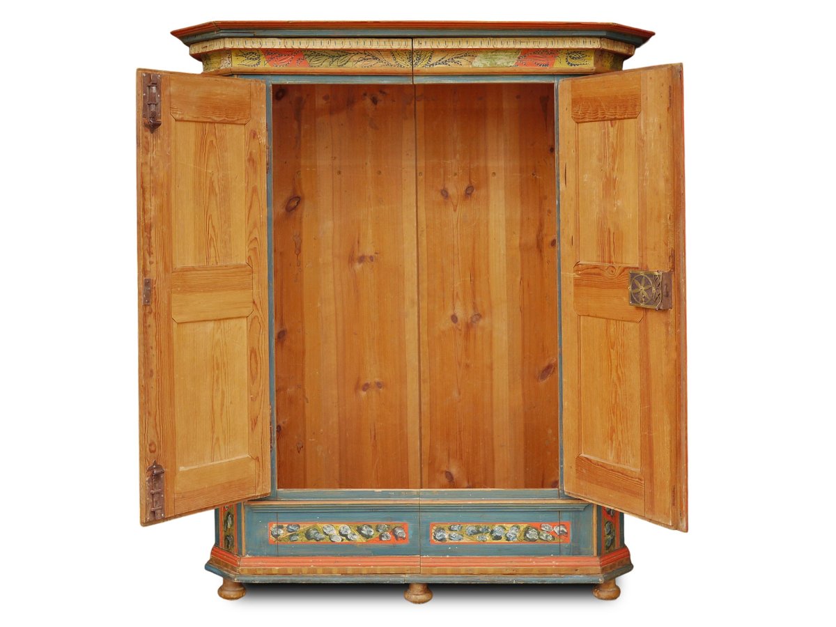 Armoire alpine peinte en bleu, début du XIXe siècle-photo-2