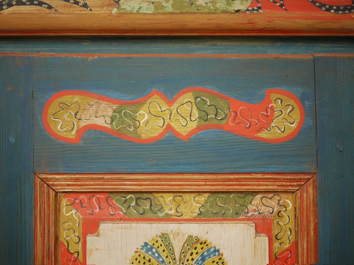 Armoire alpine peinte en bleu, début du XIXe siècle-photo-3