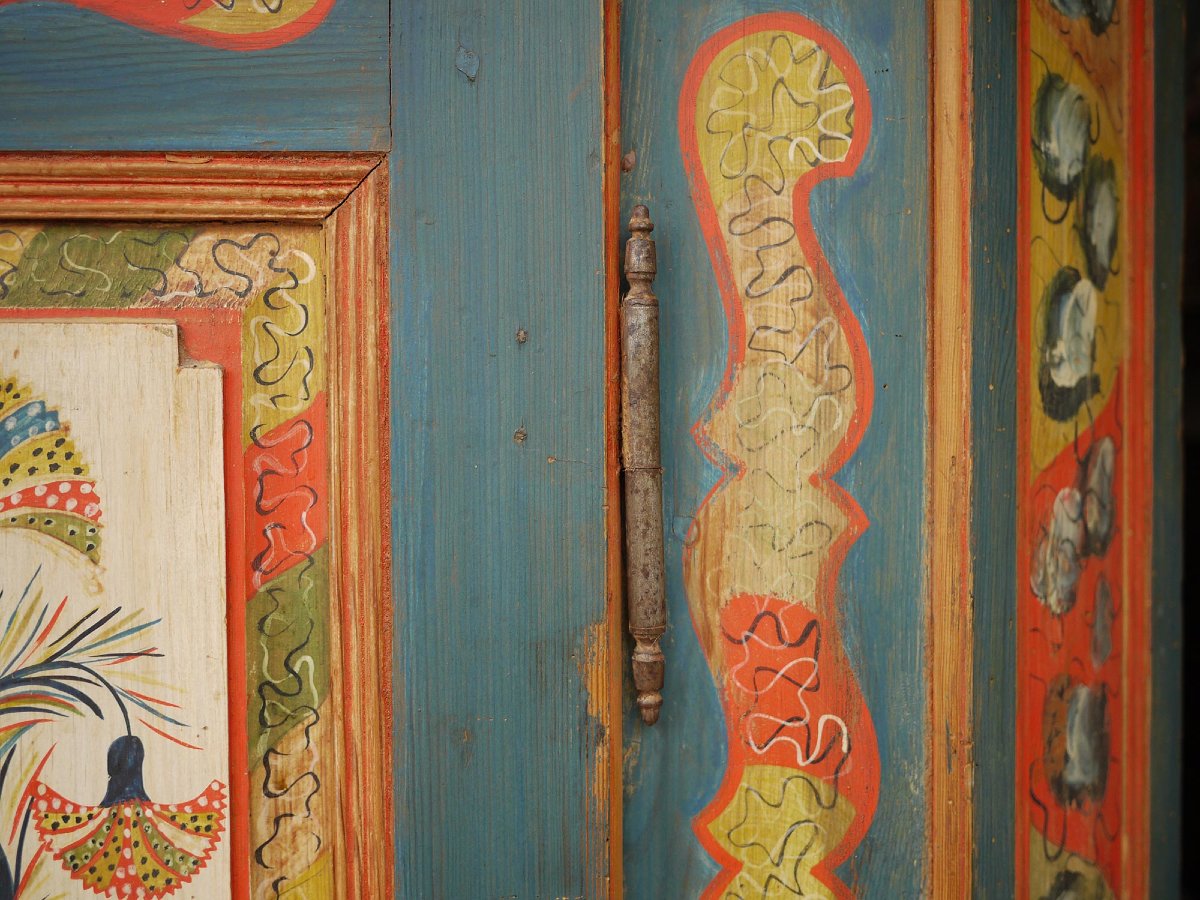 Armoire alpine peinte en bleu, début du XIXe siècle-photo-4