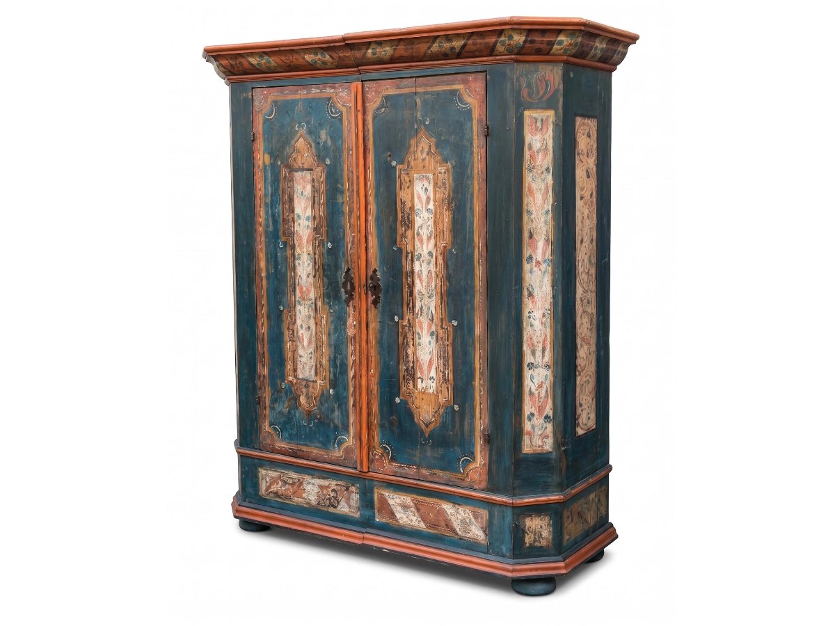 Armoire alpine (tyrolienne) peinte ancienne-photo-2