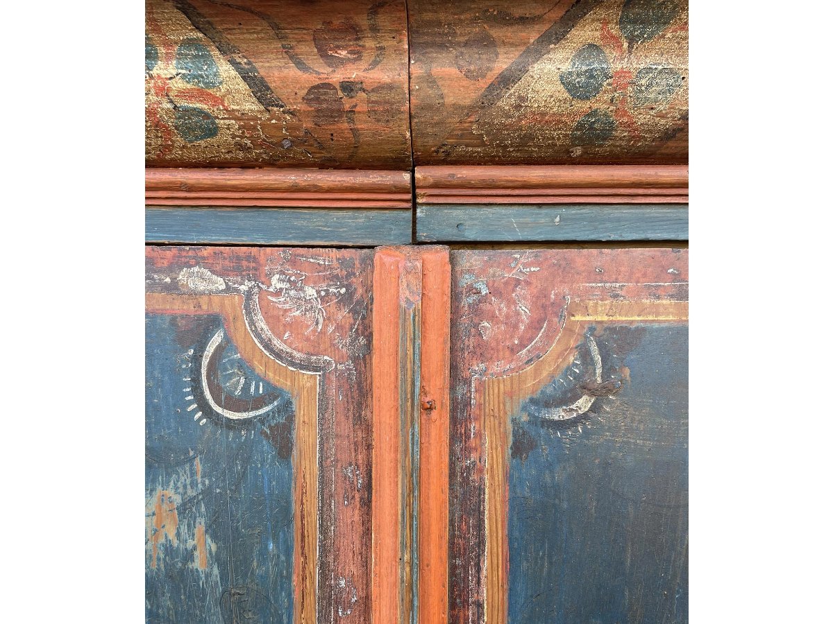 Armoire alpine (tyrolienne) peinte ancienne-photo-3