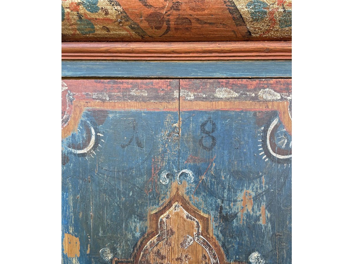 Armoire alpine (tyrolienne) peinte ancienne-photo-4
