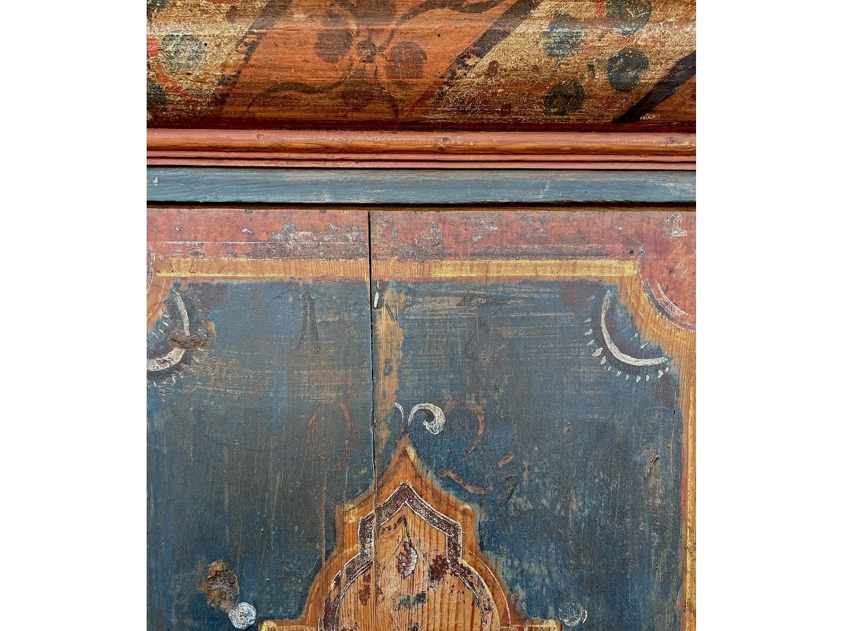 Armoire alpine (tyrolienne) peinte ancienne-photo-5
