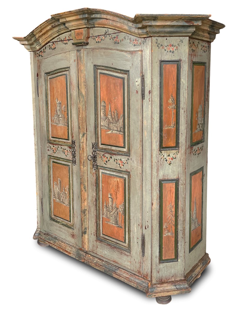 Armoire à deux portes peinte, datée 1804-photo-2