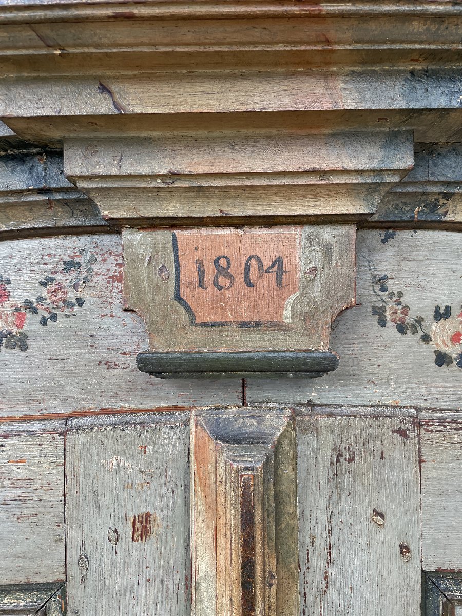 Armoire à deux portes peinte, datée 1804-photo-2