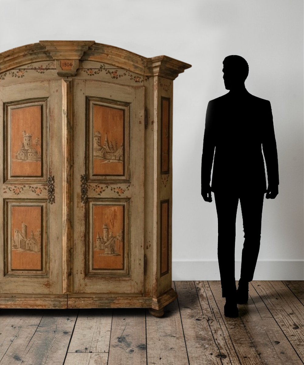 Armoire à deux portes peinte, datée 1804-photo-7