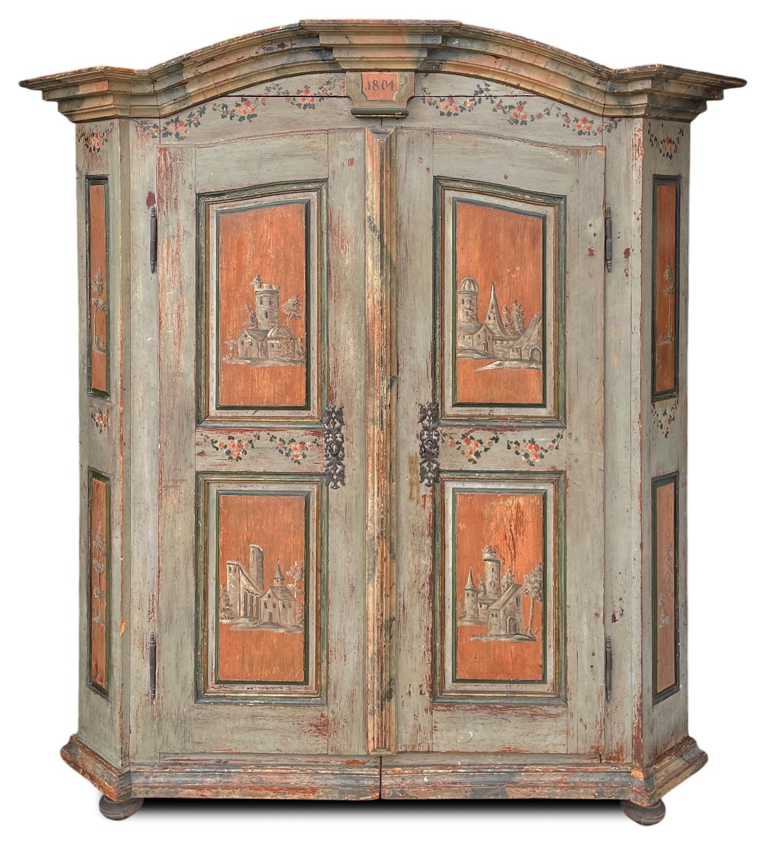 Armoire à deux portes peinte, datée 1804