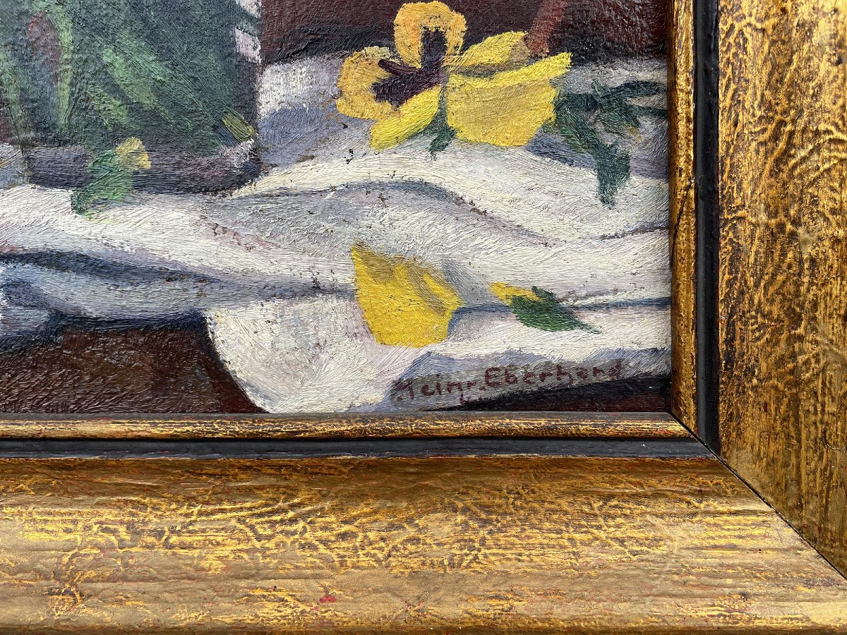 Peinture à l'huile avec fleurs – Pensées – Nature morte florale-photo-3