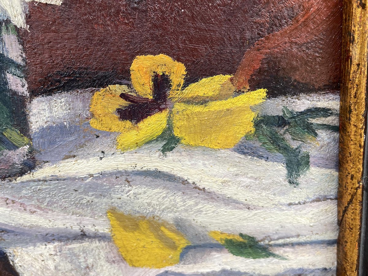 Peinture à l'huile avec fleurs – Pensées – Nature morte florale-photo-4