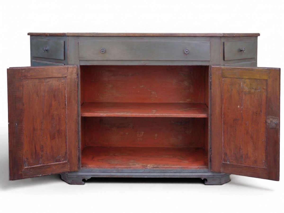 Antique Italian Four-door Painted Sideboard-photo-4