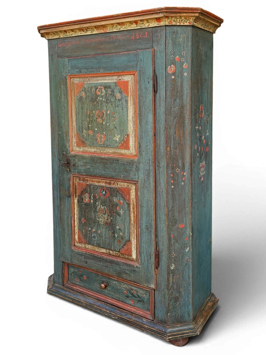 Armoire peinte Tyrolienne datée de 1801-photo-2