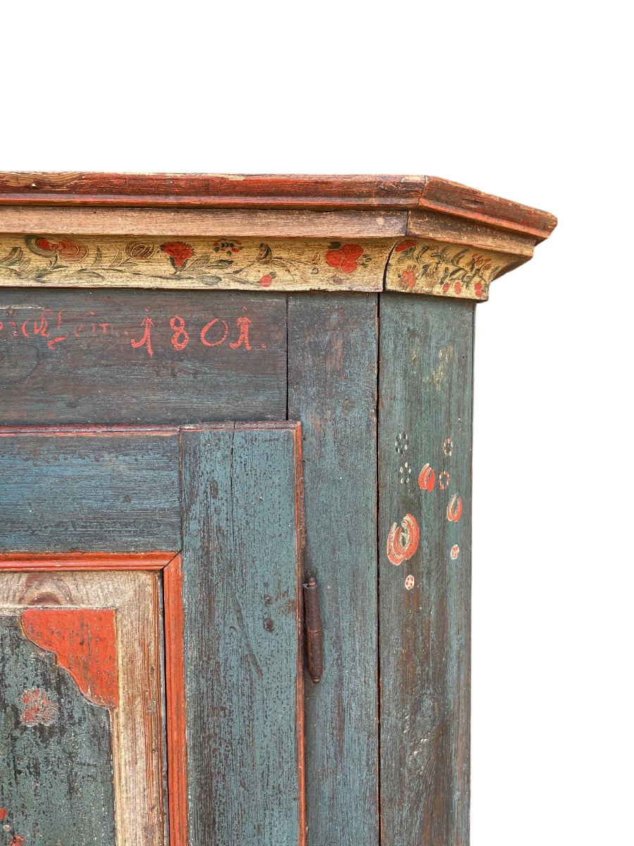 Armoire peinte Tyrolienne datée de 1801-photo-2