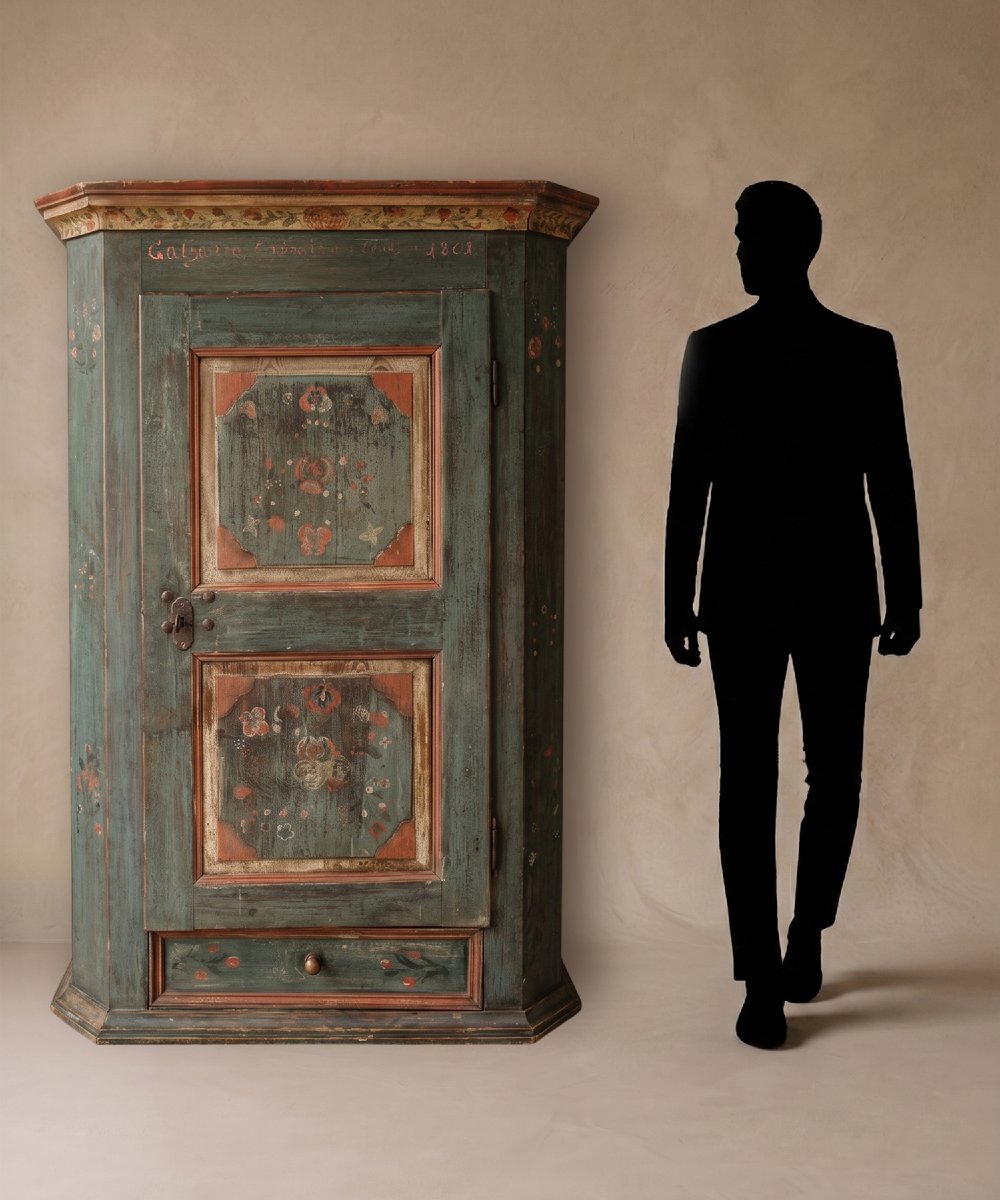 Armoire peinte Tyrolienne datée de 1801-photo-7