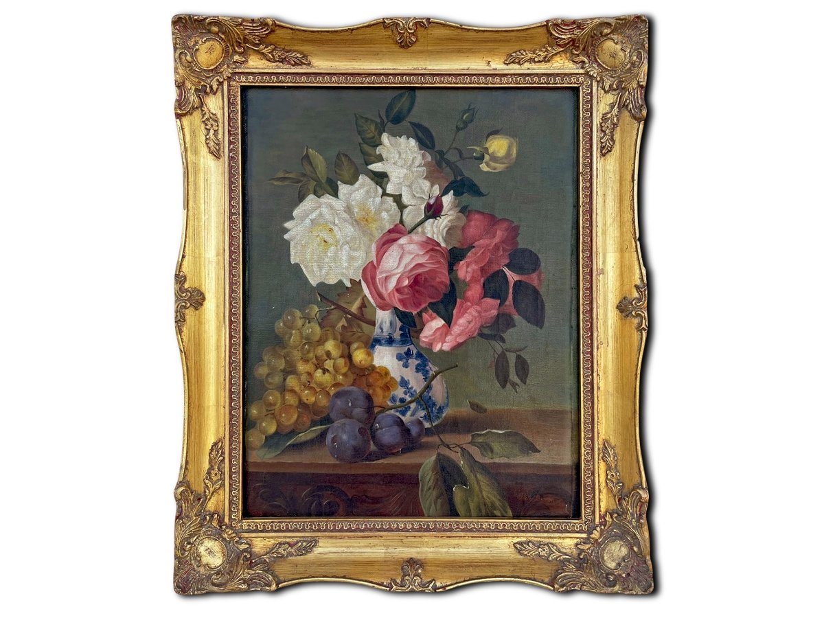 Still Life With Roses And Fruit