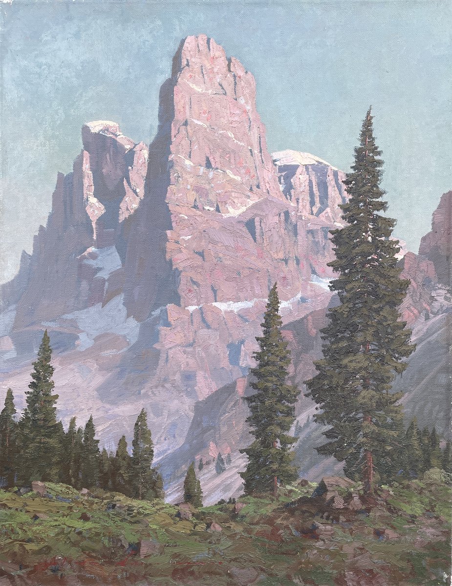 Crozzon Di Brenta, Oil On Canvas, Ca. 1930, Old Master Paintings-photo-2