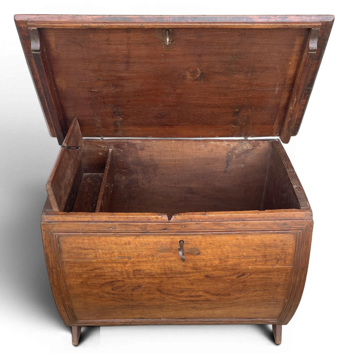 Chest With A Curved Front In Walnut And Oak-photo-2