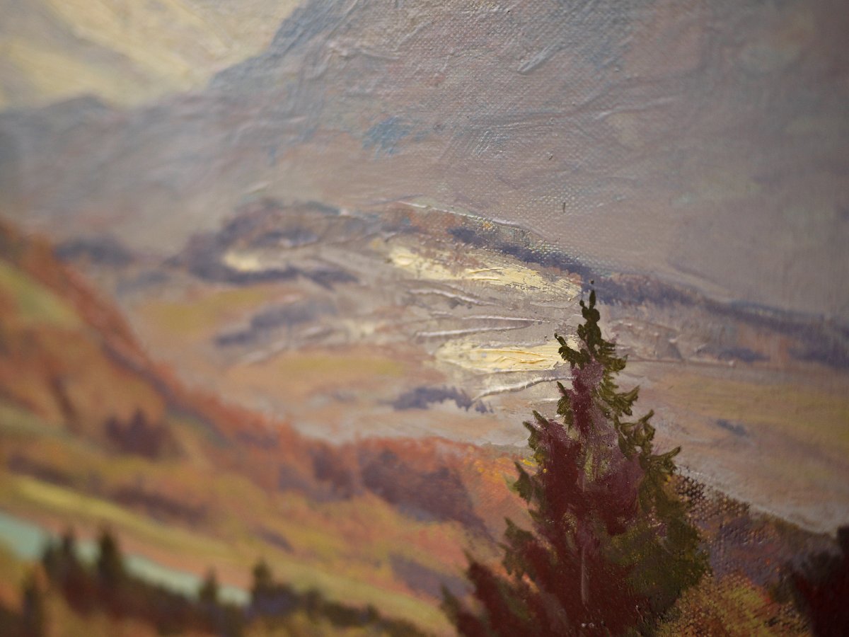 Summer Alpine Landscape - Oil On Canvas -photo-2