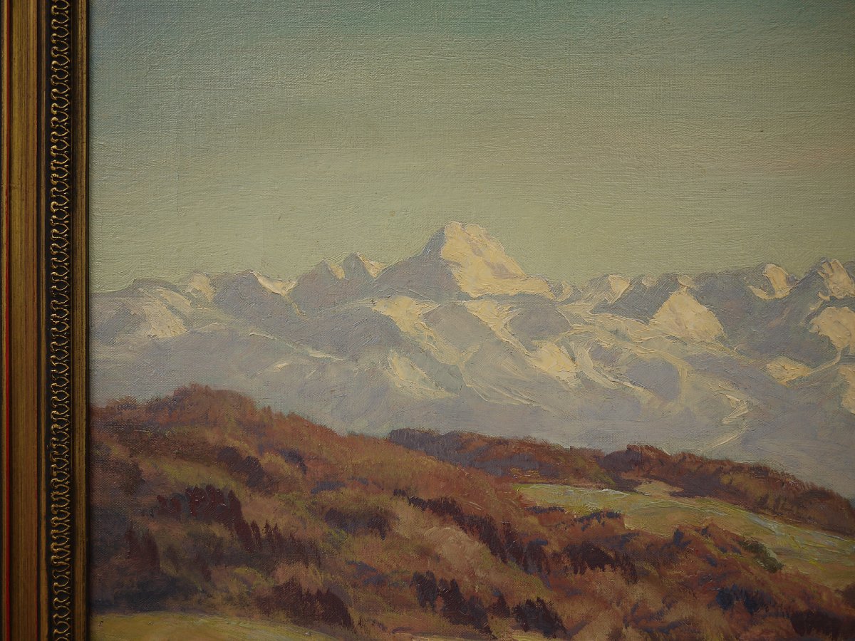 Summer Alpine Landscape - Oil On Canvas -photo-1