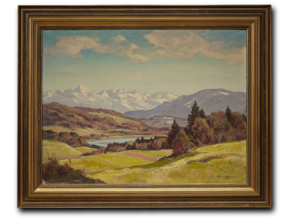 Summer Alpine Landscape - Oil On Canvas -photo-6